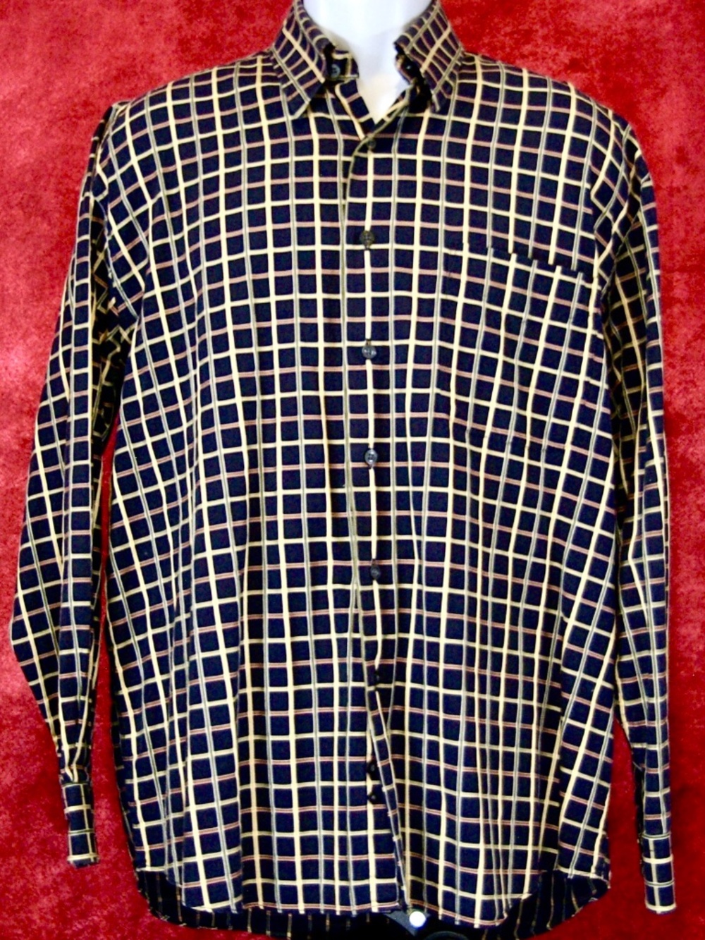 Alan Flusser Long Sleeve Sport Shirt Men's Large